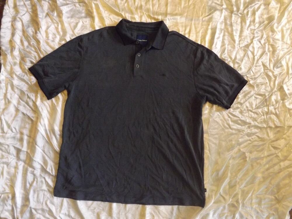 Tommy Bahama Modal Blend Gray Chevron Polo Shirt Men's Size XL